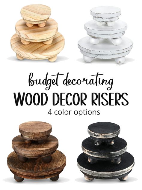 Diy Risers Display Simple, How To Use Risers In Decor, Display Risers Ideas, Diy Plant Riser Indoor, Shelf Risers Ideas, Lamp Riser Ideas, Diy Wood Riser Tray, Wood Risers Diy, Diy Buffet Risers Food Displays