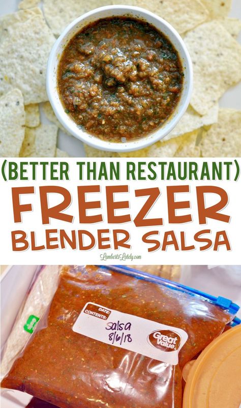 Use fresh tomatoes to make this easy recipe for freezer blender salsa - it's even better than what you'll get at Mexican restaurants! This can be made with an immersion blender or food processor too. via @lambertslately Freezer Salsa Recipe, Freezer Salsa, Freeze Salsa, Restaurant Salsa, Blender Salsa, Fresh Salsa Recipe, Easy Salsa Recipe, Fresh Tomato Recipes, Poster Food