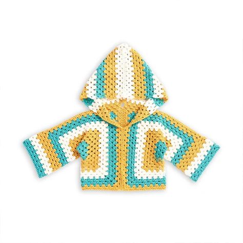 Craft Passions Crochet Kids Sweater, Crochet Garments, Granny Square Sweater, Baby Cardigan Pattern, Crochet Crowd, Crochet Hoodie, Kids Cardigans, Crochet Kids, Crochet Baby Cardigan