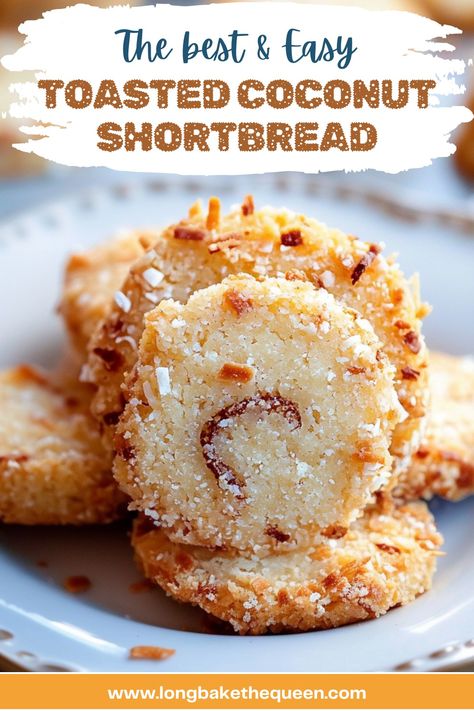 Toasted Coconut Shortbread Slice And Bake Coconut Shortbread, Toasted Coconut Cookies Recipes, Toasted Coconut Shortbread Cookies, Coconut Shortbread Cookies Recipe, Toasted Coconut Cookies, Shortbread Flavors, Coconut Christmas Cookies, Grated Coconut Recipes, Shredded Coconut Recipes