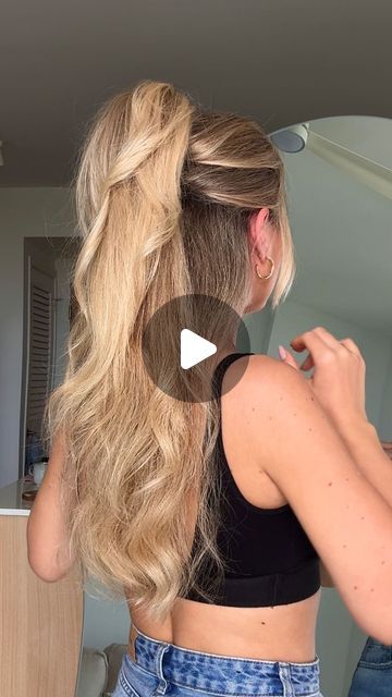 Alina Khafizova on Instagram: "Save it! ✔️I’m obsessed it worked!!!🤩  _________ #simplehairstyles #updohairstyles #updotutorial #bouncyhair #bouncyblowdry" Work Hairstyle Long Hair, Half Dos For Long Hair, Cute Half Up Half Down Hair Styles, How To Do Half Up Half Down Hair, Hairstyles Half Up Half Down, Hairstyles Long Hair Easy, Hairstyles Pony, Hairstyles Work, Hairstyles For Work