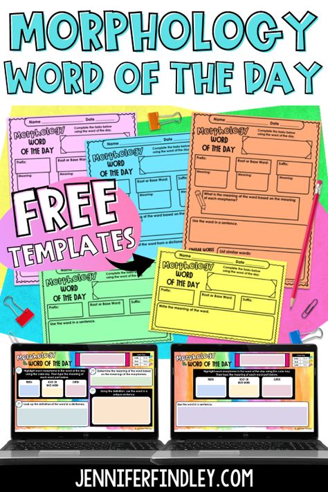 Morphology Activities Games, Free Ela Posters, Morphology Activities Middle School, Word Work Middle School, Free Vocabulary Printables, Word Of The Day Activities, Orton Gillingham Activities Free 3rd Grade, Morphology 3rd Grade, Morphology Wall 3rd Grade