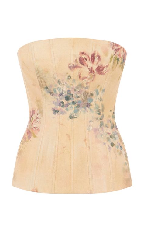 Evia Floral Cotton Bustier By Ralph Lauren | Moda Operandi Denim Bustier, Top Bustier, Ralph Lauren Style, Floral Denim, Ralph Lauren Collection, Japanese Cotton, Bustier Top, Bustiers, Moda Operandi