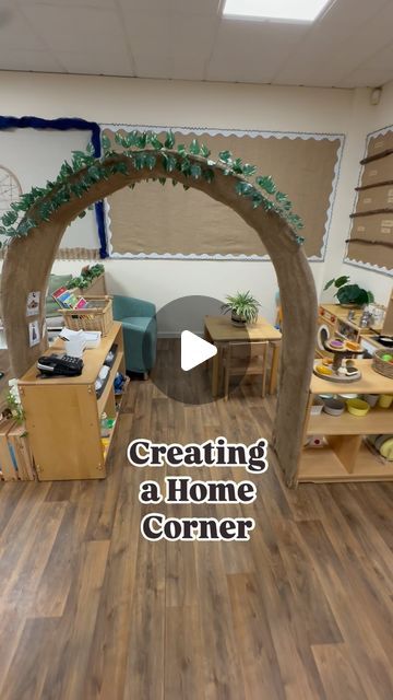 Kitchen Corner Classroom Ideas, Loose Parts Area Preschool, Daycare Pretend Play Area, Home Corner Classroom, Home Daycare Playroom, Preschool Set Up At Home, Pre K Library Center Ideas, Cosy Corner Ideas Preschool, Eyfs Home Corners