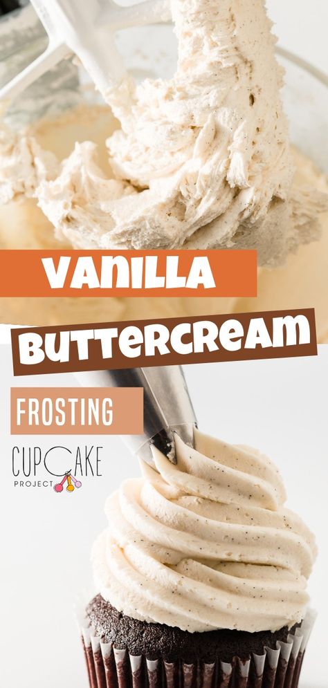 Vanilla Bean Paste Buttercream Frosting, French Vanilla Buttercream Frosting, Vanilla Bean Frosting Recipe, Vanilla Bean Buttercream Frosting, Liquor Cupcakes, Vanilla Bean Icing, Ice Cream Light, Homemade Vanilla Frosting, Vanilla Buttercream Frosting Recipe