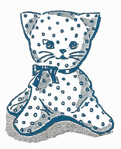 FREE vintage kitty cat softie pattern! Softie Pattern, Animal Sewing Patterns, Sewing Stuffed Animals, Embroidery Patterns Vintage, Motif Vintage, Pattern Pieces, Cat Crafts, Couture Vintage, Sewing Toys