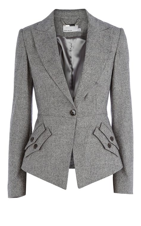 Karen Millen texture tailoring jacket. Texture Ideas, Grey Texture, Office Wear Women, Work Suits, Grey Blazer, Suit Style, Skirt Skirt, Business Suit, Tailored Jacket