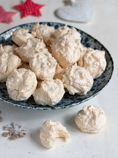 Coconut Meringue Cookies (Kokosky) - Cook Like Czechs Coconut Meringue, Slovak Recipes, Czech Recipes, Vintage Baking, Meringue Cookies, Coconut Cookies, Bakery Desserts, Christmas Sweets, Coconut Recipes