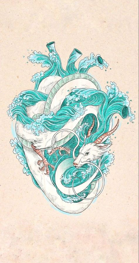 Arte Hippy, Ghibli Artwork, Japon Illustration, Studio Ghibli Art, Ghibli Art, Cool Wallpapers Art, Tattoo Design Drawings, Creative Tattoos, Dragon Art