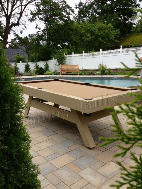 Outdoor Pool Table, Pool Table, Backyard Projects, Outdoor Games, Billiard Table, Particle Board, Billiards, Yard, Pool