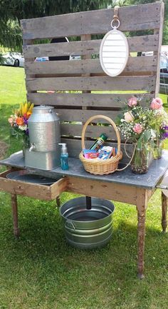 Hide your porta potties | Class it up a bit ;) | Pinterest | Mom ... Portapotty Wedding Ideas, Diy Outdoor Hand Washing Station, Wedding Porta Potty Ideas Outdoor, Hand Wash Station Outdoor, Diy Outdoor Wash Station, Porta Potty Decorating Ideas Wedding, Diy Hand Washing Station Outside, Porta Potty Hand Washing Station, Hand Washing Station Wedding