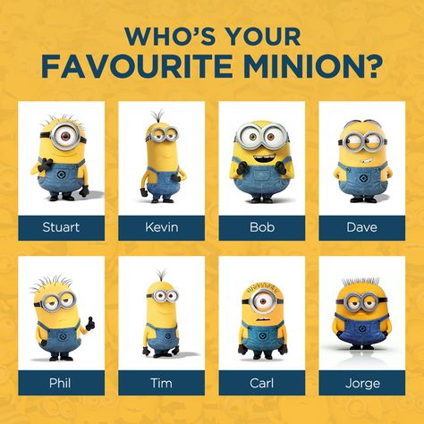 #Minions #minionreview #quotes #quote #quoteoftheday #quotesoftheday #quotesdaily #quotesgalau #quotestoliveby #quotesmalaysia #MotivationalQuotes #Motivationalquote #motivationalspeaker #motivationquotes #motivation #SaturdayThoughts #SaturdayMotivation Minions Names, Minions Movie Characters, Cartoon Characters Names, Minion Humour, Minions Minions, Minion Characters, Rise Of Gru, Minion Banana, Minion Movie