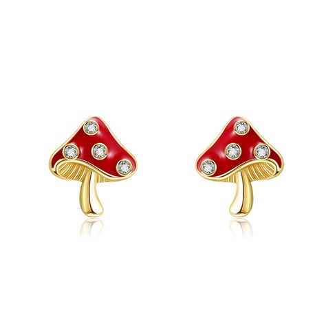 PRICES MAY VARY. ❤Design Ideal ❤If you or your daughter love mushroom, this cute mushroom stud earrings maybe a wonderful jewelry. A little classic red mushroom stud, easy to wear and take off. A dainty mushroom jewelry to wear at home or office all day long. ❤ SOLID 14 KARAT GOLD❤ Rest assured that mushroom earring studs are real, solid 14K Yellow Gold Gold fineness is 585 per 14K gold standards. Not gold plate or use gold filled metals in any of our jewelry. Treat yourself to the luxury of rea 14k Gold Heart Charm Earrings For Valentine's Day, Red Mushroom Design Earrings Gift, Mushroom Earring, Strawberry Stud Earrings, Cute Red Strawberry Print Earrings, Valentine's Day Heart-shaped Charm Earrings, Red Mushroom, Mushroom Jewelry, Yellow Jewelry