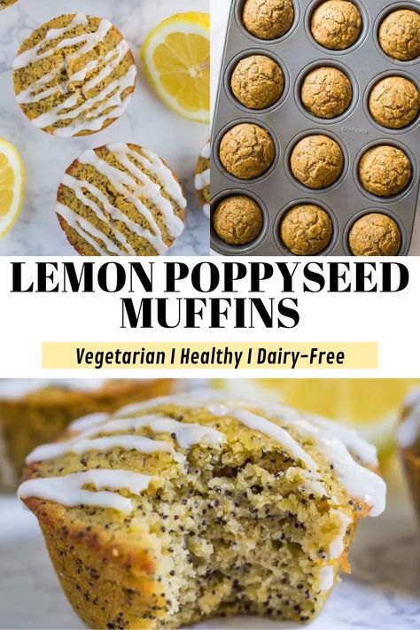 Healthy Lemon Poppyseed Muffins, Dairy Free Muffins, Poppyseed Muffins, Healthy Breakfast Muffins, Dairy Free Snacks, Poppy Seed Muffins, Dairy Free Breakfasts, Lemon Poppyseed Muffins, Healthy Muffin Recipes