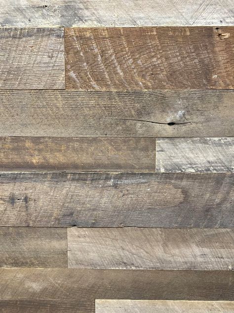 Each authentic reclaimed wood panel is unique and color tones may differ, giving you an authentic vintage look.. Reclaimed barnwood planks come in various lengths, from 12 to 46 inches, with 3, 4, and 5 inch widths giving your project a unique look.. A Hammer, Nails and a Tape Measure is all you need for installation, with no tricky adhesives to peel.. VINTAGE HARVEST RECLAIMED LUMBER 4-in x 4-ft Unfinished Reclaimed Wood Wall Plank (75-Pack, Covers 250-sq ft) in Brown | 646529G Wood Wall Covering, Distressed Wood Wall, Reclaimed Wood Paneling, Shiplap Wood, Cedar Walls, Wood Wall Design, Wood Plank Walls, Wall Planks, Barnwood Wall