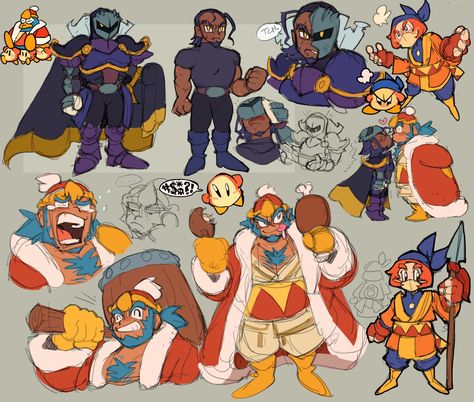 King Dedede Human, Human Meta Knight, Meta Knight Gijinka, Meta Knight X King Dedede, King Dedede Fanart, Meta Knight Human, All Kirby Characters, Human Kirby, Kirby Oc