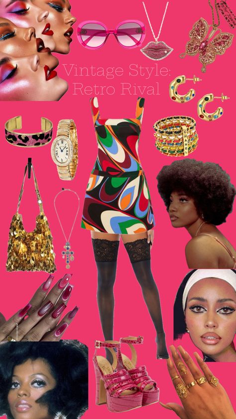 Bold patterns, vibrant colors, and iconic silhouettes from the 70s, 80s, and 90s come together for a Chic, modern twist. 80s Fashion Outfits 1980s Costume Ideas, 80s Outfits Black Women, 1980 Fashion Trends, 70s Fashion Black Women, 70s Outfits Black Women, 70s Aesthetic Fashion, 80s Silhouette, 80s Fashion Outfits, 1980 Fashion