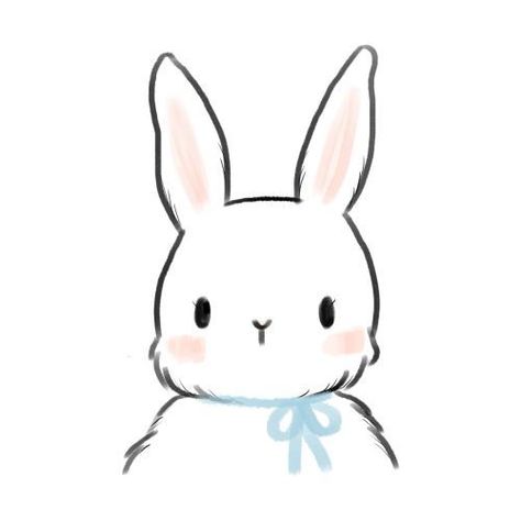 A Drawing, Cute Bunny, White, Kawaii