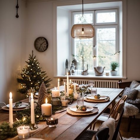 Dishfunctional Designs: Scandinavian Style Inspo For Christmas Christmas Table Scandinavian, Nordic Christmas Table Setting, Scandinavian Christmas Aesthetic, Nordic Christmas Table, Nordic Christmas Scandinavian Style, Christmas Decorations Scandinavian, Scandinavian Christmas Decor Ideas, Christmas Scandinavian Style, Scandinavian Christmas Decor