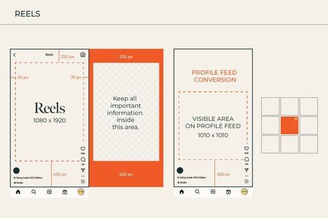 2024 Instagram Sizing Guide — Hey Sara Schultz Logo Size Guide, Instagram Size Guide, Instagram Reels Design, Instagram Story Ads Design, Guide Design Layout, Grid Design Layout, Grid Instagram, Instagram Grid Layout, 2024 Instagram