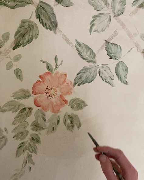 Vaulted Bedroom, Tess Newall, Flower Wall Painting, Roses And Peonies, Floral Wallpapers, Outside The Window, Ceiling Murals, Dressers Makeover, Whimsical Home