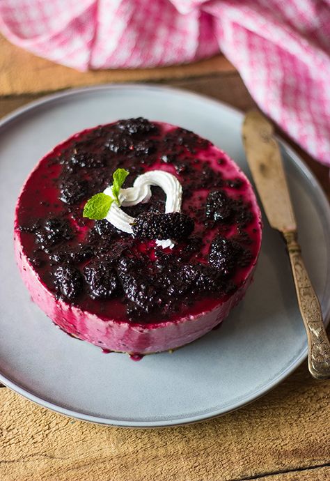 Mulberry Cheesecake...  #fruits #mulberry #cheesecake #foodphotography #foodstyling #no-cook #desserts Mulberry Desserts, Mulberry Cheesecake, Mulberry Cake, Cook Desserts, Best Dessert Ever, Mulberry Jam, Mulberry Recipes, Wild Foraging, Farmer Market