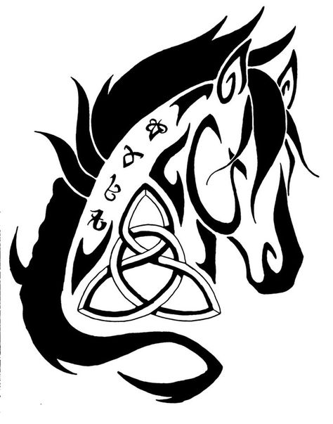 Celtic Horse Tattoo, Celtic Horse, Horse Tattoo Design, Kunst Tattoos, Horse Tattoo, Celtic Tattoos, Symbol Tattoos, Celtic Design, Celtic Symbols