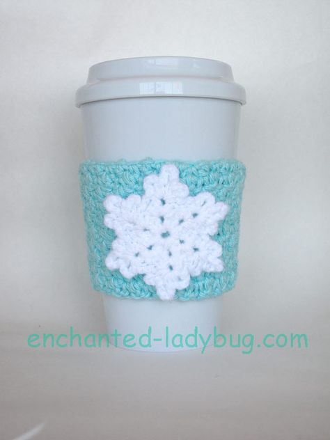 Coffee Cup Cozy Pattern, Cup Cozy Crochet Pattern, Coffee Cozy Pattern, Cup Cozy Pattern, Crochet Mug Cozy, Crochet Coffee Cozy, Crochet Snowflake, Crochet Coffee, Cup Cozies