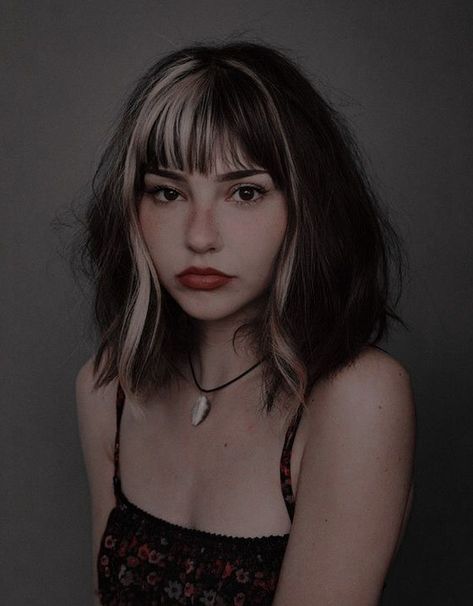 30 Best Block Dyed Hair You’ll Want to Try. #blockdyedhair #blockdyedhairshort #blockdyedhaircurly #blockdyedhairblonde Short Brown Hair With Color Underneath, Chunky Hair Color Ideas, French Bob Money Piece, Edgy Haircuts For Long Hair With Bangs, Black Hair With Different Color Bangs, Hair Color Underneath With Bangs, Asymmetrical Bleached Hair, Black With Blonde Chunks, Black Hair Color With Bangs