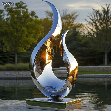 Large Outdoor Stainless Steel Flame Garden Sculpture SSA-010 - Garden Metal Sculpture - 2 Flame Sculpture, Stainless Steel Sculpture, Architectural Signage, Business Lifestyle, Lifestyle Ideas, Steel Sculpture, Outdoor Sculpture, House Renovation, Magical World