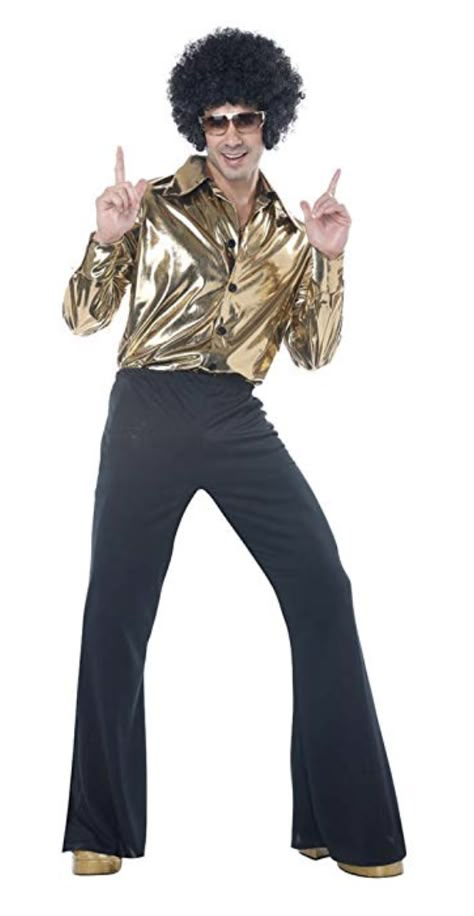 Mens 70s Costume, Top Dorado, Moda Disco, 70s Disco Costume, Mode Disco, Look Disco, 70s Fashion Disco, Look 80s, Mens Fancy Dress