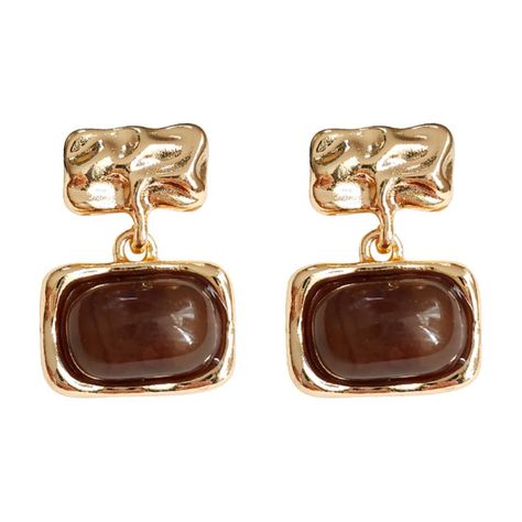 PRICES MAY VARY. Shades of Brown: Embracing a rich and earthy brown color scheme, these earrings exude a sense of warmth and comfort, perfectly suited for winter styling. Geometric Design: Featuring a stylish geometric design, these earrings showcase a modern and on-trend aesthetic, adding a touch of contemporary flair to your look. 14K Gold Plating: Enhanced with a layer of lustrous 14K gold plating, these earrings radiate a vintage gold color, bringing a touch of sophistication to your ensembl Brown Color Scheme, Large Gold Earrings, Runway Earrings, Winter Styling, Creative Shoes, Brown Earrings, Earthy Brown, Natural Stone Earrings, Brown Jewelry