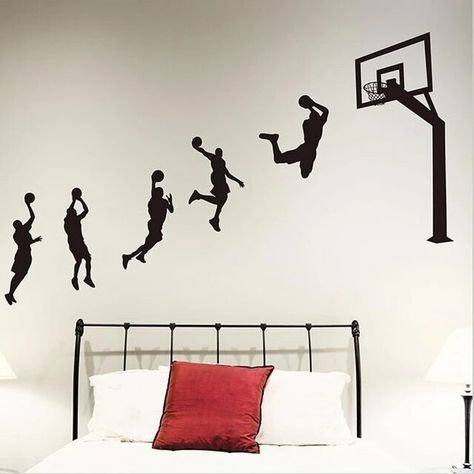 Basketball Players Laup Wall Sticker Vinyl Handmade Wall Decals for Kids Rooms Nursery Decoration Sport Decals For Boy Room 6890 - AliExpress Basketball Bedroom, Basketball Room, Teenager Bedroom Boy, Boys Bedroom Makeover, Boy Bedroom Design, Wall Decor Decals, Sports Room, Boys Bedroom Decor, Rose Pale