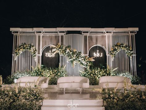 The Wedding of Risa and Agung by Elior Design - 009 Konsep Wedding Outdoor, Bridal Background, Rooftop Wedding Decor, Konsep Wedding, Kursi Pelaminan, Backdrop Inspiration, Wedding Stand, Wedding Church Decor, Wedding Stage Backdrop