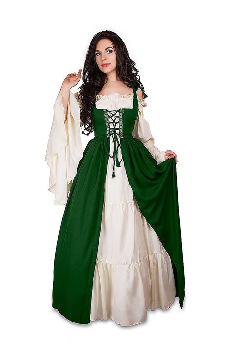 Irish Costume, Irish Costumes, Moda Medieval, Irish Dress, Medieval Clothes, Fest Outfits, 사진 촬영 포즈, Over Dress, Medieval Costume