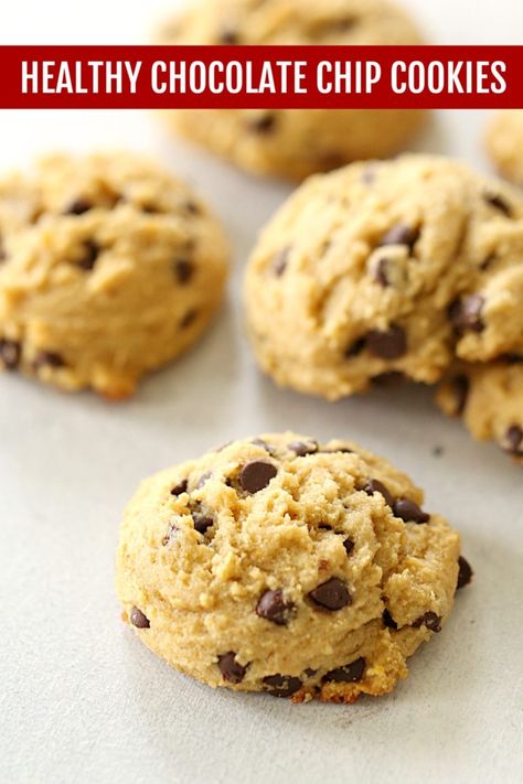 Healthy Chocolate Chip Cookies | Tone and Tighten Healthy Cookie Recipes Chocolate Chip, Healthy Chocolate Chip Cookie, Healthy Chocolate Chip Cookies, Healthy Chocolate Chip, Kodiak Cakes, Chocolate Chip Cookie Recipe, Healthy Menu, Cakes Recipes, Chip Cookie Recipe