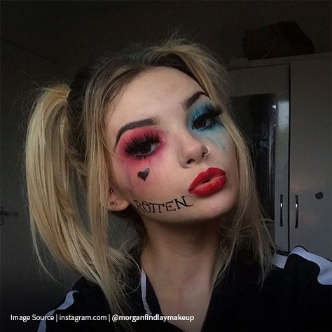 Makeup Only Halloween Costume, Makeup Looks Halloween Cute, Cute Spooky Makeup Looks, Helovyno Makiazas, Hallowe’en Makeup, Helowen Make-up, Easy Halloween Makeup Looks For Women, Scary Cheerleader Makeup, Carnival Makeup Ideas Easy