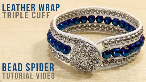 How To Make A Wrap Bracelet, Leather Wrap Bracelet Tutorial, Leather Bracelet Tutorial, Wrap Bracelet Tutorial, Wrapped Bracelets, Diy Leather Bracelet, Beaded Leather Bracelet, Beaded Bracelets Tutorial, Beaded Cuff Bracelet