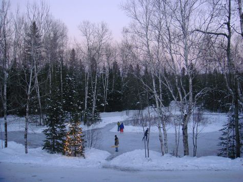 Ice skating on a natural pond.  I did a lot of skating on our pond on the farm. Outdoor Ice Rink Aesthetic, Winter Wedding Boots, Backyard Ice Rink, Wilderness Retreat, Pond Painting, Natural Pond, Wedding Boots, Outdoor Paint, Winter Love