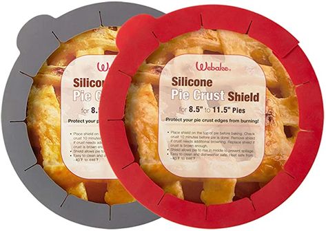 Amazon.com: Webake Pie Crust Protector Shield Adjustable Pie Crust Shield Fits 11.5 - 9 Inch Pie Pan, European Food Grade Silicone Pinch Test Passed, for Baking Halloween Party Pie Tart, Pack of 2, Red and Grey: Home & Kitchen Almond Flour Pie Crust, Pie Crust Shield, Pie Crust Edges, Pie Party, Baked Pie Crust, Frozen Pie, Best Pie, Baking Party, Pie Tart