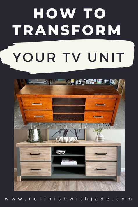 Tv Console Flip, Upcycle Tv Unit, Flip Tv, Tv Stand Makeover, Old Tv Stands, Furniture Painting Tutorial, House Lounge, Oak Tv Unit, Oak Tv Stand