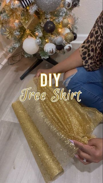 Mesh For Christmas Tree, Using Tulle On Christmas Tree, Under Christmas Tree Decor Ideas Diy, How To Make Christmas Tree Skirt, Bottom Of Tree Ideas Christmas, Tutu Tree Skirt, How To Make A Christmas Tree Skirt Diy, How To Use Mesh On Christmas Tree, Ideas For Tree Skirts