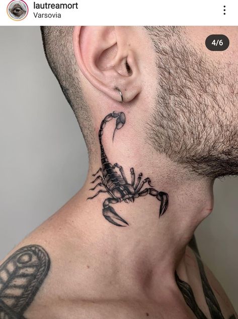 Scorpion Tattoo On Neck, Tattoo Scorpion Men, Scorpio Tattoo Neck, Scorpio Neck Tattoo, Scorpion Tattoo For Men, Scorpion Neck Tattoo, Neck Tattoo For Boys, Cool Little Tattoos, Tattoos For Women Cat