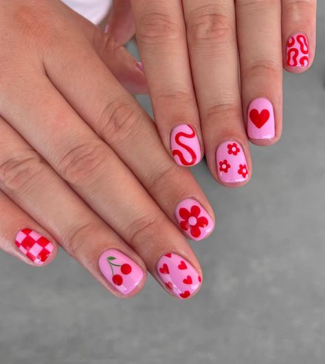 Vday Nails, Velvet Style, Cherry Nails, Nail Designs Valentines, Minimal Nails, Exotic Nails, Cute Gel Nails, Nails For Kids, Nagel Inspo