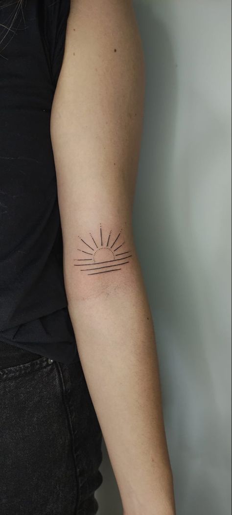 Sunrise Wrist Tattoo, Dawn Tattoo Ideas, Sunrise Tattoos, Dawn Tattoo, Sunrise Tattoo, Coordinates Tattoo, Tribute Tattoos, Country Tattoos, Sunset Tattoos