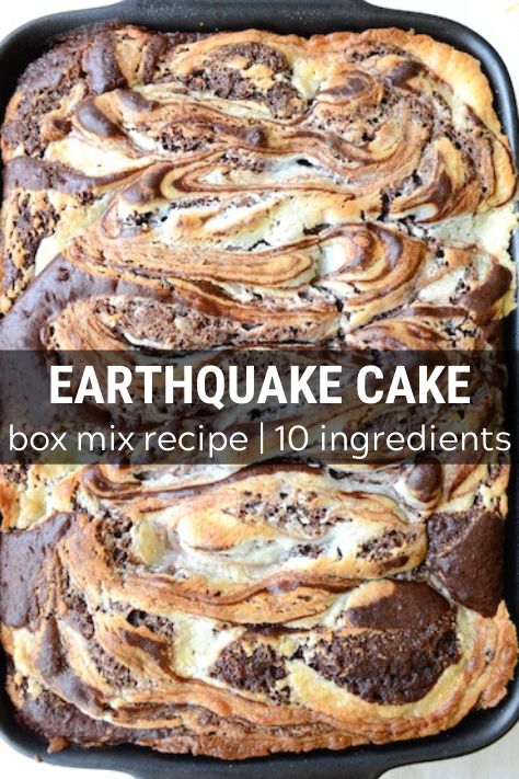 Earthquake Cake starts with a box of german chocolate cake mix, then add in coconut, chocolate chips, pecans, and a yummy cream cheese swirl! You don’t have to frost this cake because the cream cheese mixture becomes a layer of frosting INSIDE the cake. It cracks open after baking, resulting in the name - Earthquake cake! One of the best cakes to serve for a party.  #earthquakecake #cake Chocolate Cake Mix Recipes, Cream Cheese Swirl, Earthquake Cake, German Chocolate Cake Mix, Boxed Cake Mixes Recipes, Cake Mix Desserts, German Chocolate Cake, Summer Dessert Recipes, Dump Cake Recipes