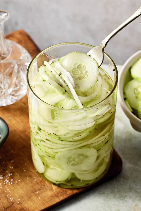 Easy Cucumber Vinegar Salad Recipe (with Sweet Onion) | Healthy Little Peach Cucumber In Vinegar, Cucumbers And Vinegar, Cucumber Vinegar Salad, Cucumber Vinegar, Salt And Pepper Recipes, Healthy Little Peach, Cucumber Salad Vinegar, Vinegar Salad, Bell Pepper Salad