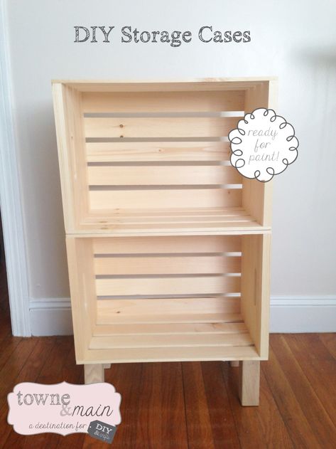 DIY Storage Cases Crate Nightstand Diy, Wooden Crates Nightstand, Wood Crate Storage, Desk Cheap, Diy Night Stand, Nightstand Diy, Wooden Crate Shelves, Crate Shelves Diy, Crate Nightstand