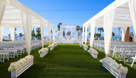 Wedding Venues In Huntington Beach CA | Pasea Hotel & Spa – Huntington Beach Wedding Reception Venues Mauritius Wedding, White Wedding Decorations, Decoration Evenementielle, Beach Wedding Reception, Backyard Beach, Mandap Decor, Wedding Venues Beach, Breathtaking Wedding, Wedding Stage Decorations