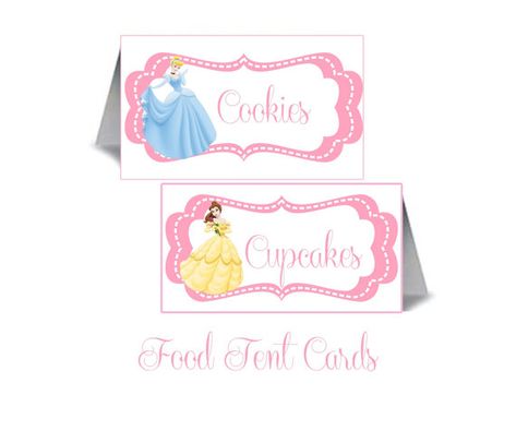 Disney Princess Theme Birthday Party Free Printables, Fairytale Party Food, Princess Food Labels, Princess Party Food Labels, Disney Princess Party Food, Disney Princess Food, Printable Disney Princess, Waterslide Party, Disney Princess Theme Birthday Party